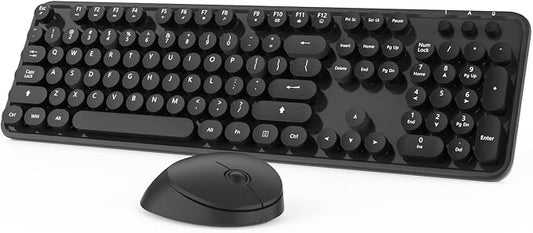 Wireless Keyboard and Mouse, KOOTOP Cute Black Keyboard and Mouse, 2.4G by Kootop
