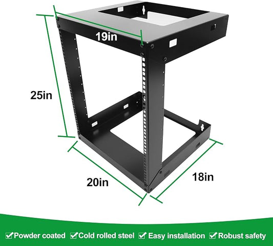 12U Wall Mount Open Frame 19 Inch Server Equipment Rack Wall Mountable Heavy - Image 2