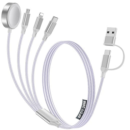 4-in-2 Charging Cable for Apple Watch Charger/Samsung/iPhone Charger, by HitfineLLC
