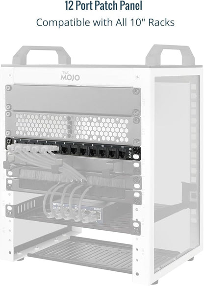Tecmojo 12-Port Cat6 Patch Panel, 0.5U Rack Mount Modular Panel - Image 4