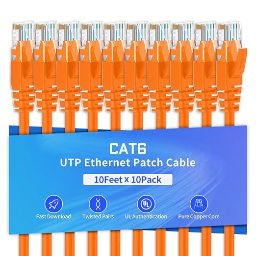 Cat6 Ethernet Cable 10 Feet 10 Pack Network RJ45 Cat6 Internet Patch Cable by XANHAM