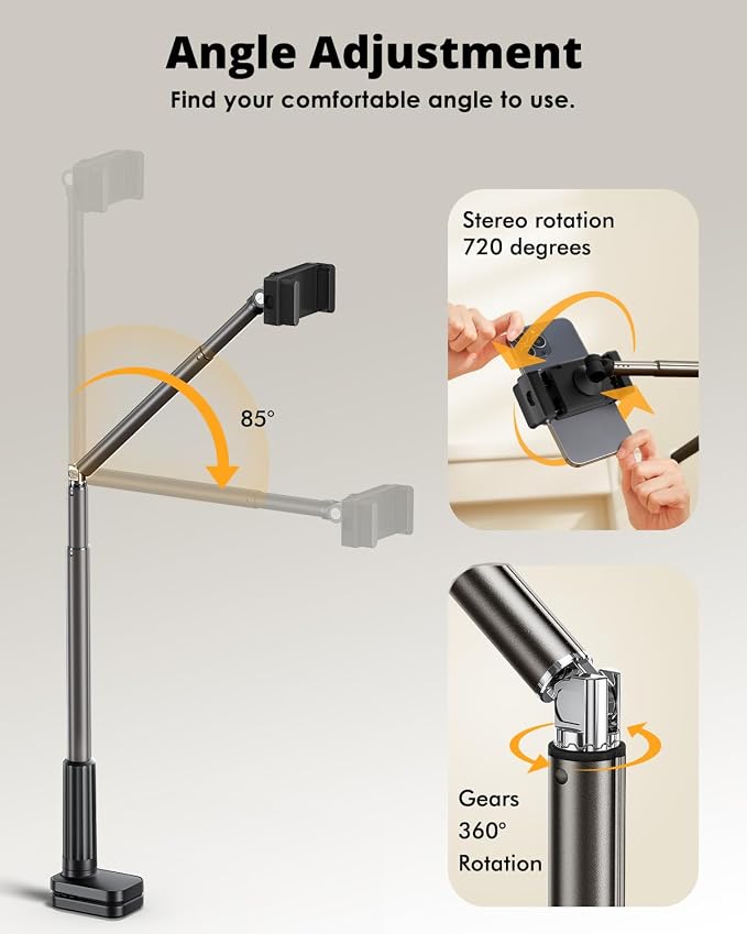 Phone Holder for Bed, 360° Rotation Cell Phone Stand, Flexible Long Arm - Image 3