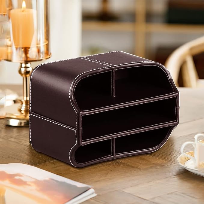 Fanousy 360° Rotating Remote Control Holder, PU Leather TV Remote Caddy - Image 4