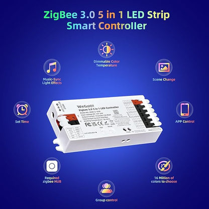 Zigbee 3.0 5-in-1 Smart LED Controllers, DIMMER WW/CW RGB RGBW RGBCCT Strips - Image 4