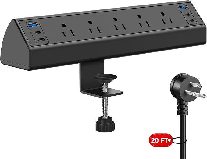 Desk Clamp Power Strip USB C, Under Desk Mount Power Station, 20W Fast Charging - Image 8