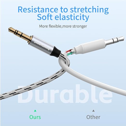 Aux Cable, 3.5 mm Male to Male Braided Auxiliary Cord Compatible - Image 4