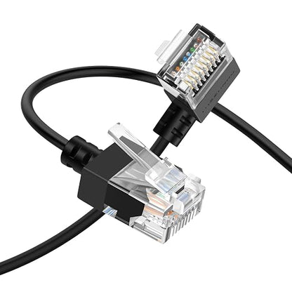 Cat6A Ethernet Cable 90 Degree Right Angled 3.3FT, Flexible Slim & Ultra Thin by Thzzhnno
