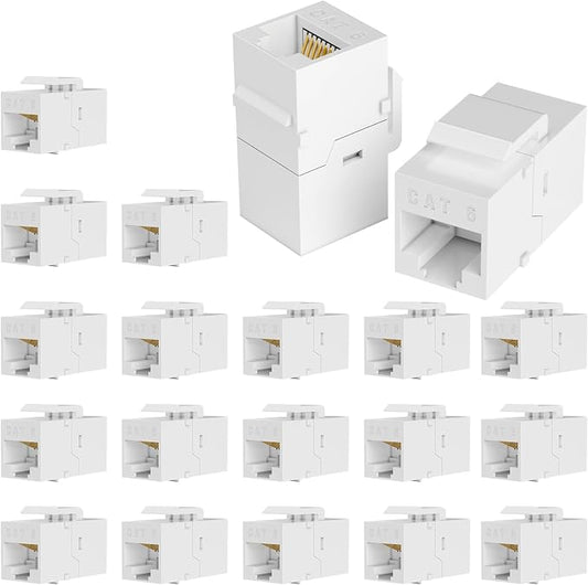 RJ45 Coupler Cat6 Keystone Jack 20-Pack, Female to Female UTP Inline Ethernet by VANDESAIL