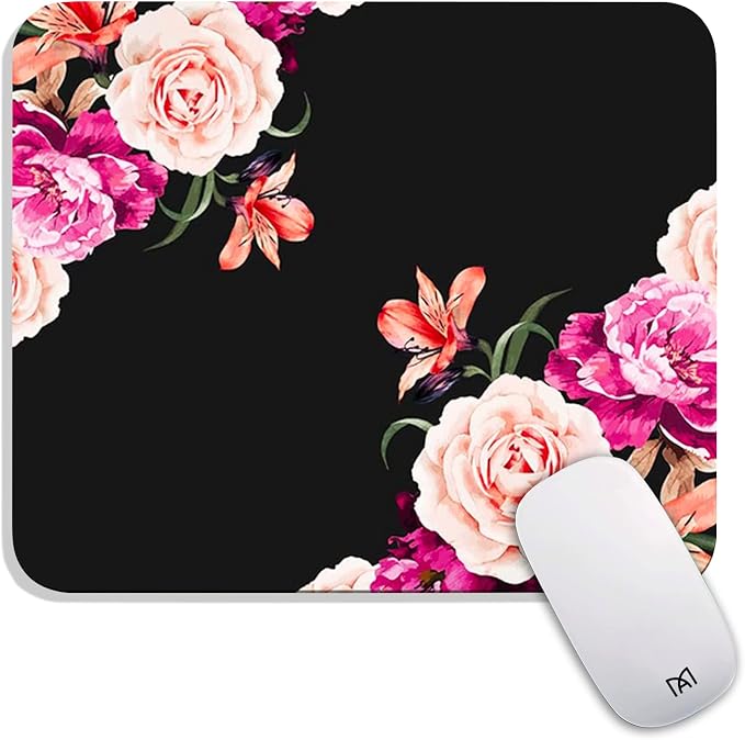Square Mouse Pad Pretty Peony Flower, Personalized Premium-Textured Custom by Armanza