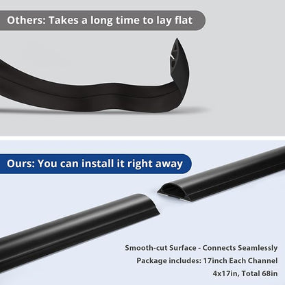 ZhiYo Cord Hider Floor 68in, Rigid PVC Floor Cord Cover, Hard PVC Floor Wire - Image 5