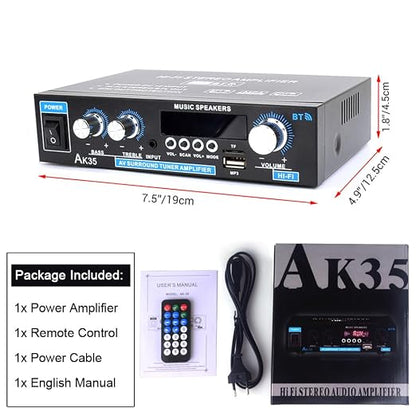 AK35 Stereo Amplifier Home Audio Bluetooth 5.0 Max 200W 2.0 Channel Mini - Image 7