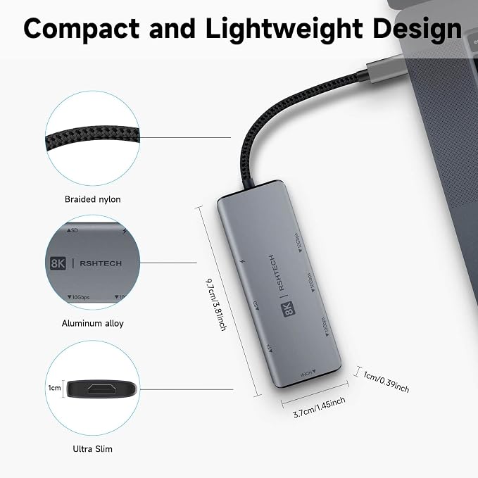 RSHTECH USB C Hub 7-in-1 Multiport Adapter - Image 8