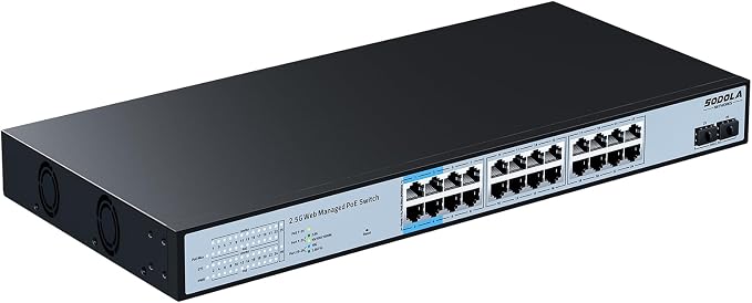 SODOLA 24 Port 2.5Gb PoE Switch Easy Smart Managed 24 PoE+ Port @500W, 2 x 10G by SODOLAPoENETWORKS