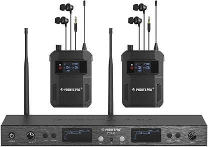 Phenyx Pro UHF Mono Dual Wireless in-Ear Monitor System, Metal Wireless IEM by PhenyxPro