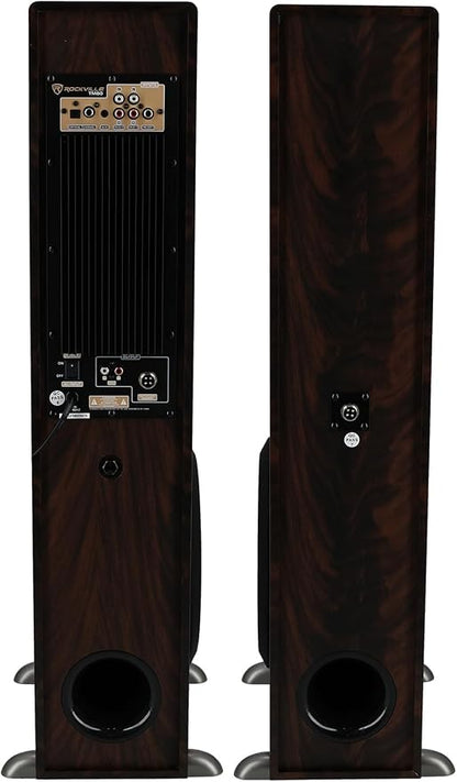Rockville TM80D Powered Home Theater Tower Speaker System, Dark Wood, USB/SD - Image 3