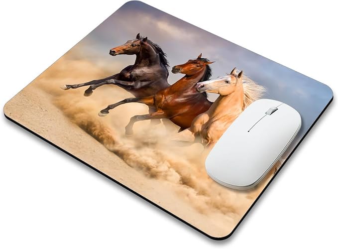 Running Horse in Sand Rectangle Mouse Pad Mat Non-Slip Rubber Base Mousepad - Image 3