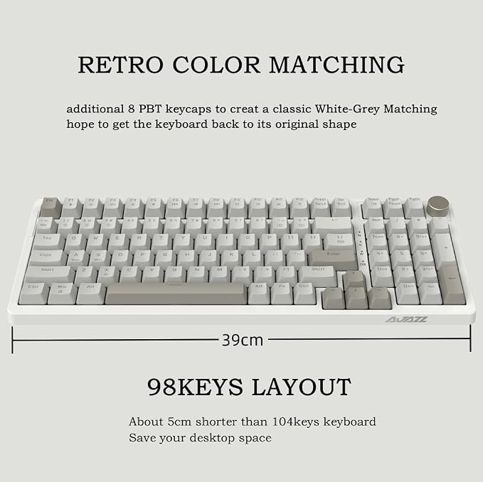 FIRSTBLOOD ONLY GAME. AK992 Retro Wired Mechanical Keyboard, 98 Keys Full Layout - Image 2