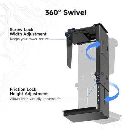 Suptek Adjustable Under Desk and Wall PC Mount, 3.94 to 11.61 inch Wide - Image 3