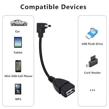 90 Degree Mini USB to USB A OTG Adapter Cable 5.5in Up Angle Mini USB 5-Pin - Image 5