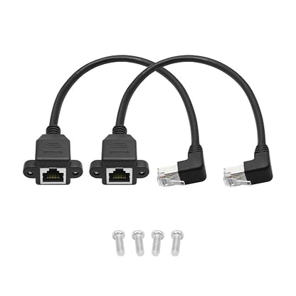 2Pcs 90 Degree Cat6 Ethernet Extension Cable 1FT, Up Angle RJ45 Male to Female by Maixbomr