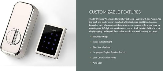 Emtek EMP21211US4 Empowered 2 Electronic Touchscreen/Fingerprint Key Free Entry - Image 2