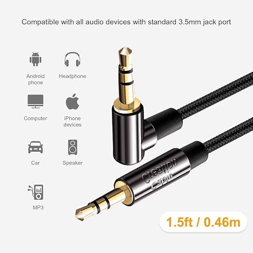 CableCreation 3.5mm Audio Cable 1.5FT/0.45M, 3.5mm Right Angle Male to Male - Image 7