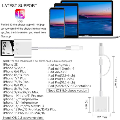 SD Card Reader for iPhone iPad, Micro SD Card Reader Memory Card Reader Plug - Image 5