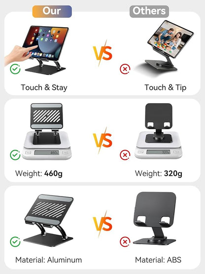 tounee Tablet Holder Stand, Dual Rod Adjustable Aluminum Desktop Stand - Image 5