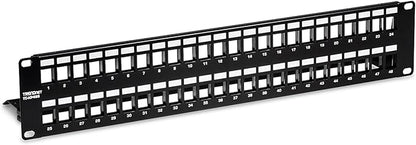 TRENDnet 48-Port Blank Keystone Shielded 2U HD Patch Panel, 2U 19” Metal by TRENDnet