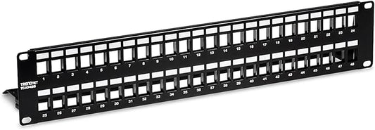 TRENDnet 48-Port Blank Keystone Shielded 2U HD Patch Panel, 2U 19” Metal by TRENDnet
