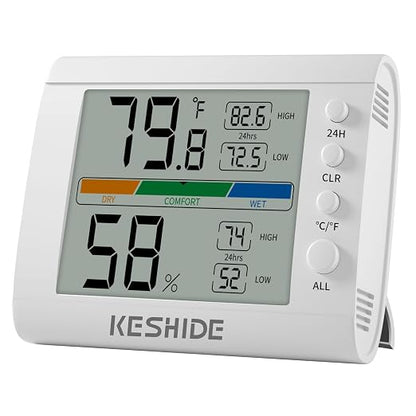 Hygrometer Thermometer Gauge Mini Digital, Monitor Indoor Outdoor Humidity by KESHIDE