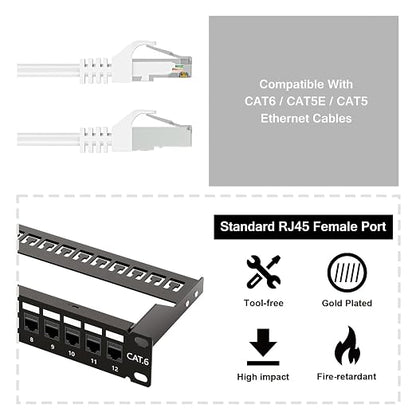 iwillink 10Gbps Patch Panel 12 Port, 10-Inch Through Coupler RJ45 Cat6 Patch - Image 4
