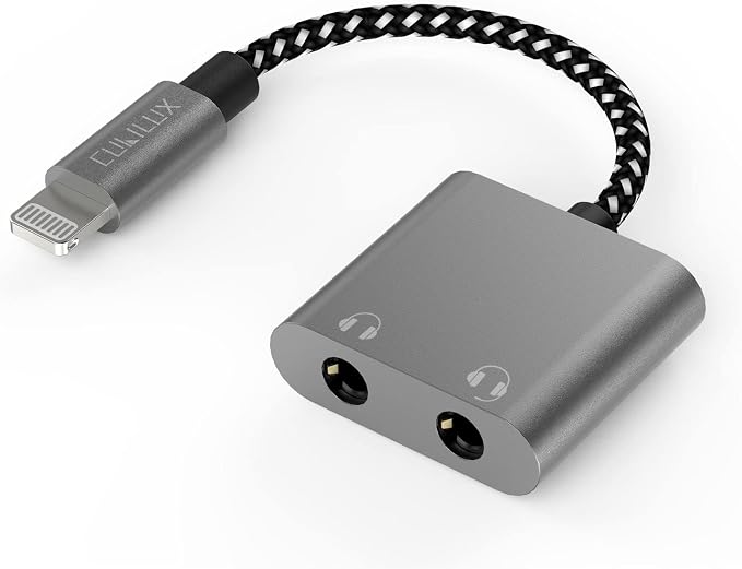 Cubilux Lightning Dual Headphone Splitter Double 3.5mm Audio Jacks Splitter by Cubilux