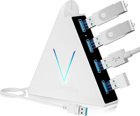 USB 3.0 Hub, 4 Port USB Hub Tower, 2ft Cable USB Splitter by JoyReken