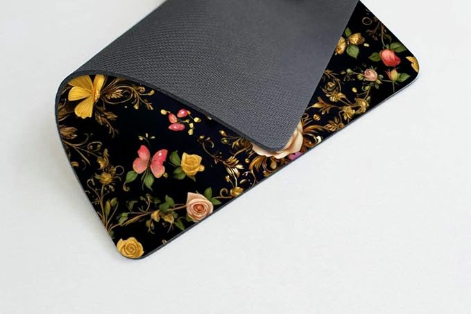 Black Gold Butterfly Mouse pad Customized Mousepad Non-Slip Rubber Base Mouse - Image 3