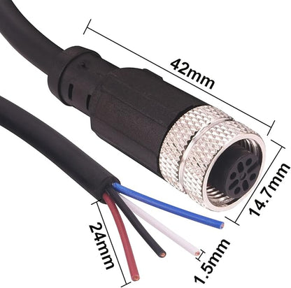 M12 4-Pin Aviation Sensor Cable, A-Coded Female to Flying Leads, 2M 24AWG - Image 7
