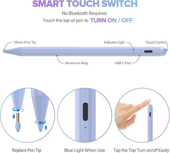 Stylus Pen for iPad 6th-11th Generation-2X Fast Charge Active Pencil Compatible - Image 5