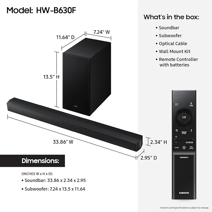 Samsung B-Series Soundbar HW-B630F 3.1 ch DTS Virtual:X Soundbar - Image 2