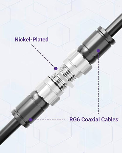 VCE 3GHz Coaxial Cable Connector, RG6 Coax Cable Extender F-Type Nickel Plated - Image 4