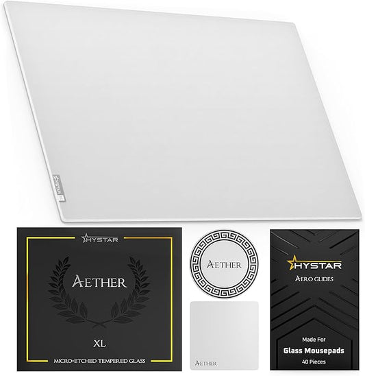 Hystar Aether Glass Gaming Mousepad | Micro-Etched Tempered Glass | Quiet by Hystar