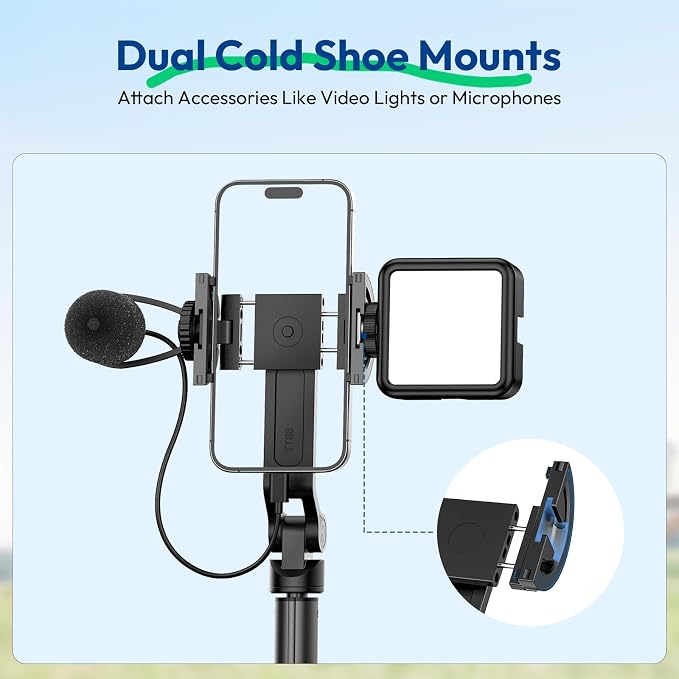 ULANZI TT88 Magnetic Tripod for iPhone, 2-in-1 Phone Clip & Dual Cold Shoe - Image 8