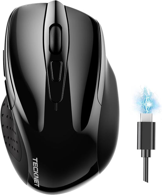 TECKNET Wireless Mouse Rechargeable 4800 DPI Silent USB A & Bluetooth Mouse 6 by Tecknet