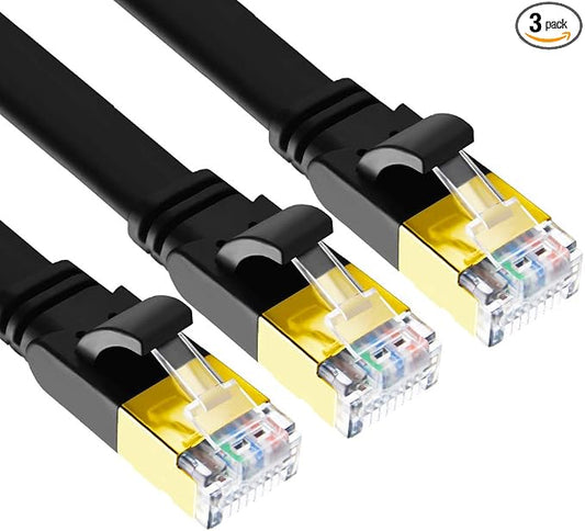 Yauhody CAT8 Ethernet Cable 6ft 3 Pack, Flat CAT 8 Cable, Faster Than by Yauhody