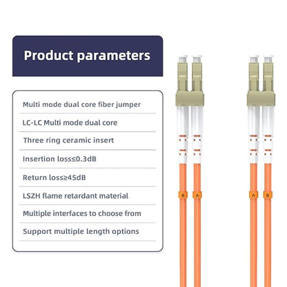 LC/UPC to LC/UPC Fiber Patch Cable, 2.5M/8.2FT OM1 Multimode Duplex 62.5/125µm - Image 4