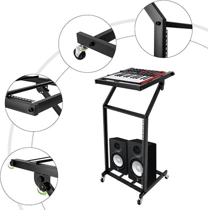 16U Professional DJ Stand Rack Mount DJ Mixer Stand Adjustable Stage Cart - Image 4