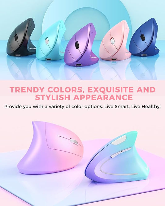 Lekvey Ergonomic Mouse, Vertical Wireless Mouse, Rechargeable 2.4 GHz USB - Image 2