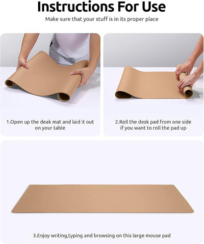 YSAGi Leather Desk Pad Protector, Office Mat, Large Mouse Pad, Non-Slip PU - Image 9