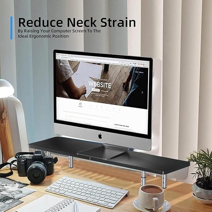 suptek Dual Monitor Stand Riser, Large Monitor Laptop Stand Riser 3 Adjustable - Image 3