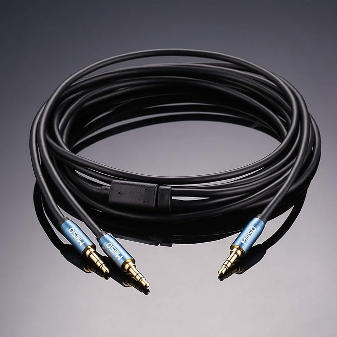 MillSO Audio Splitter, SapphireBlue&Gold-Plated 8 Feet 3.5mm Male to 2 Male - Image 2