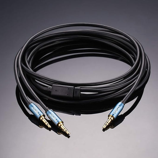 MillSO Audio Splitter, SapphireBlue&Gold-Plated 8 Feet 3.5mm Male to 2 Male - Image 2